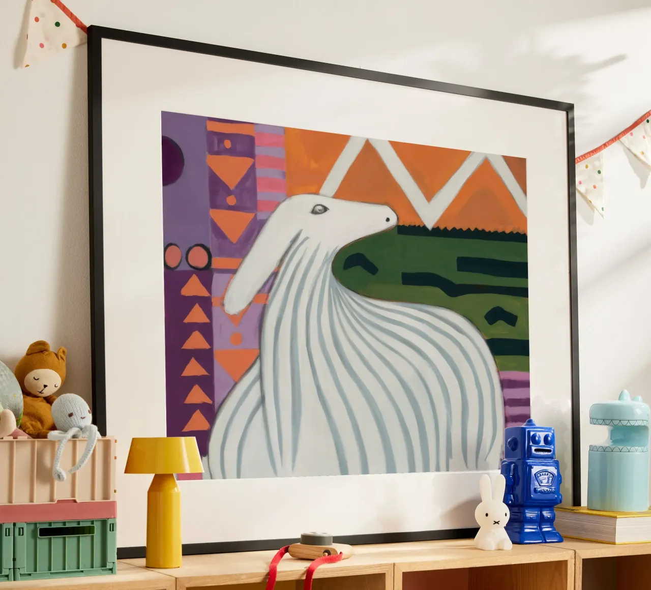 Llama Hills Sereno poster con telaio in legno da Lumie Layers