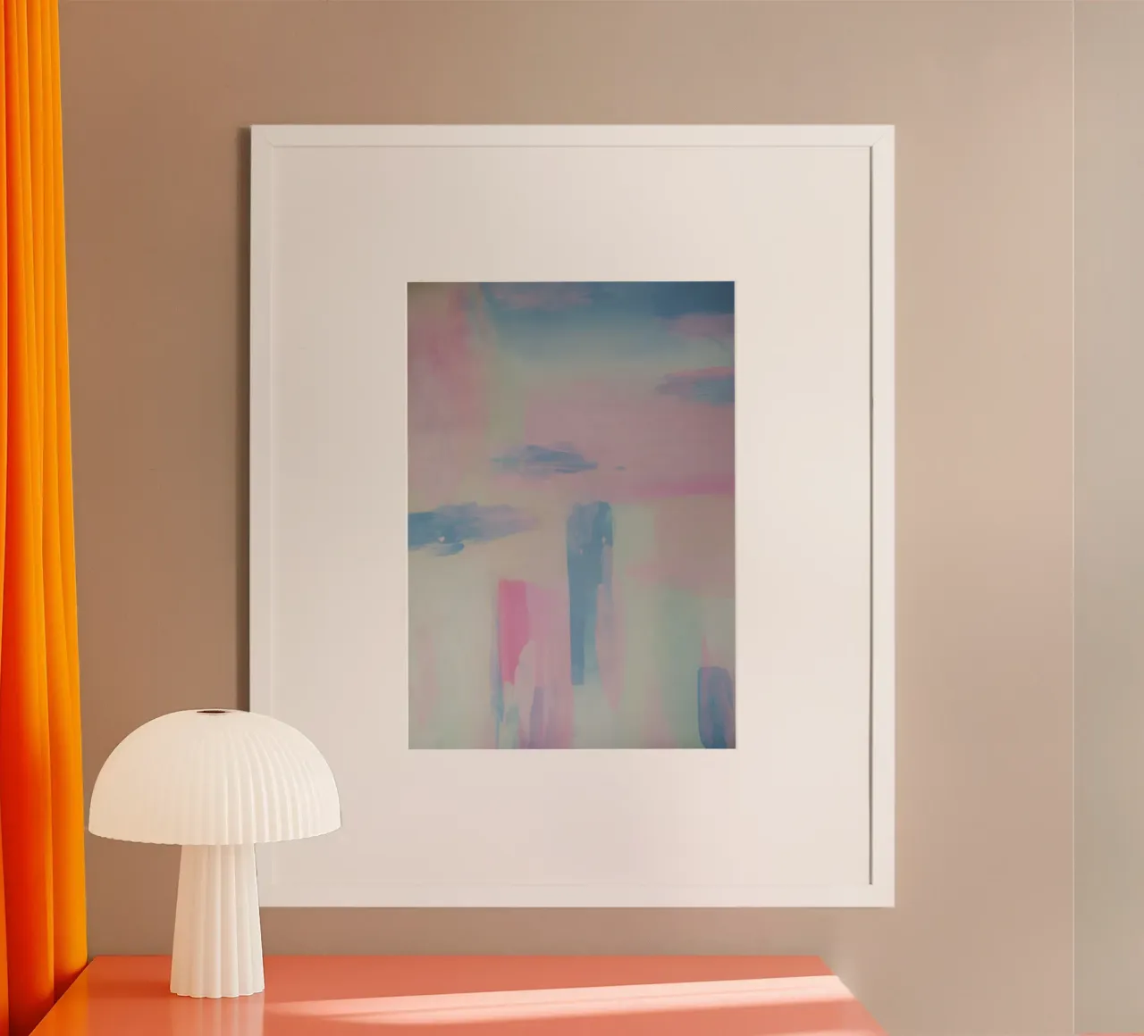 Amalfi Abstract Painting Pink and Blue poster con telaio in legno da GraceDigitalArtCo