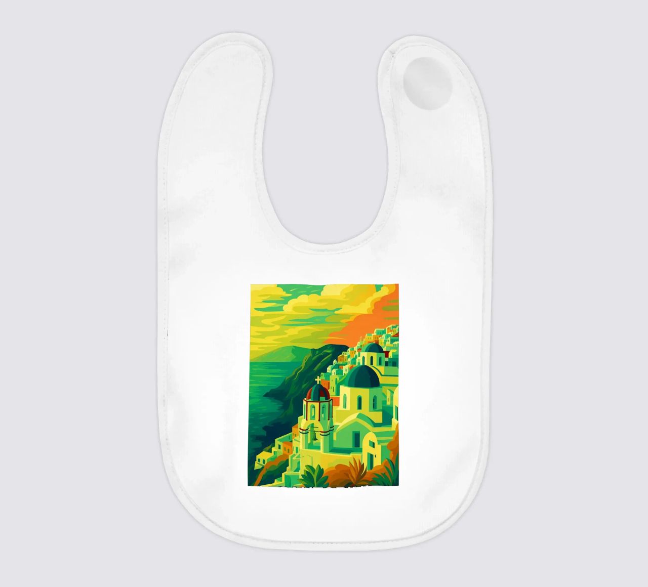 santorini skyline pittura vettoriale bavaglino da adzkiya
