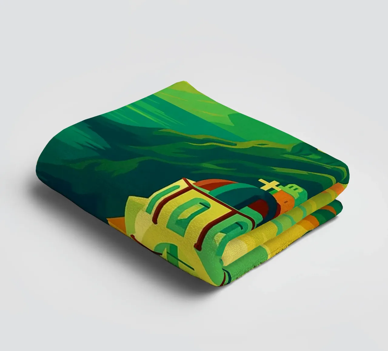 santorini skyline vector painting towel by adzkiya