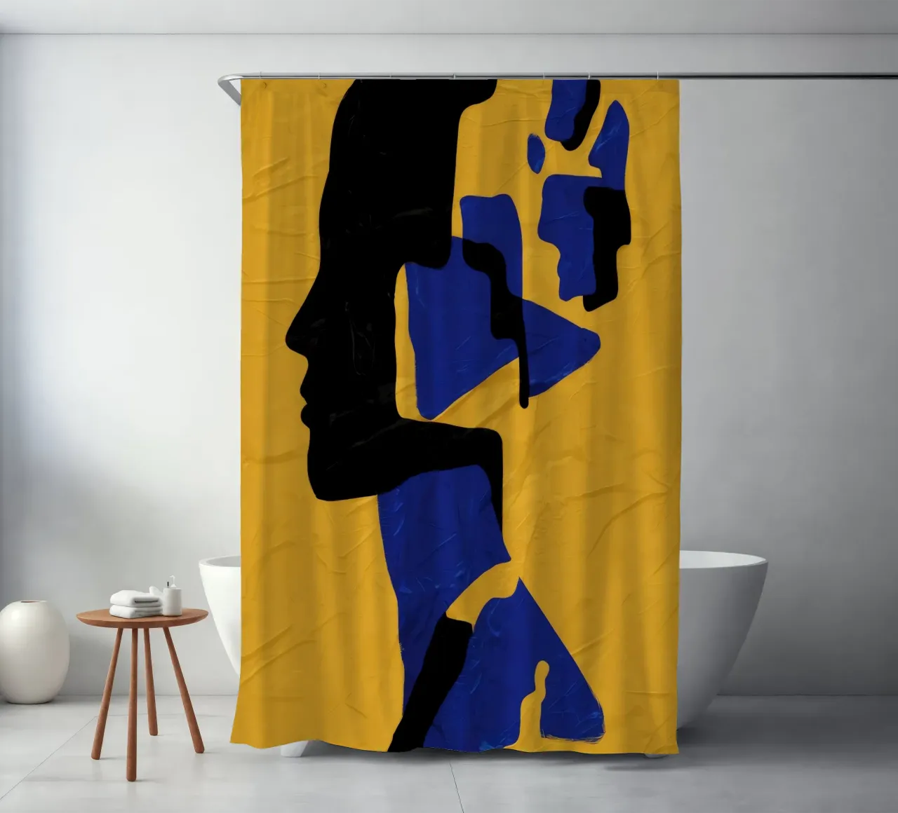 Fragmented Muse Yellow shower curtain by Lumie Layers
