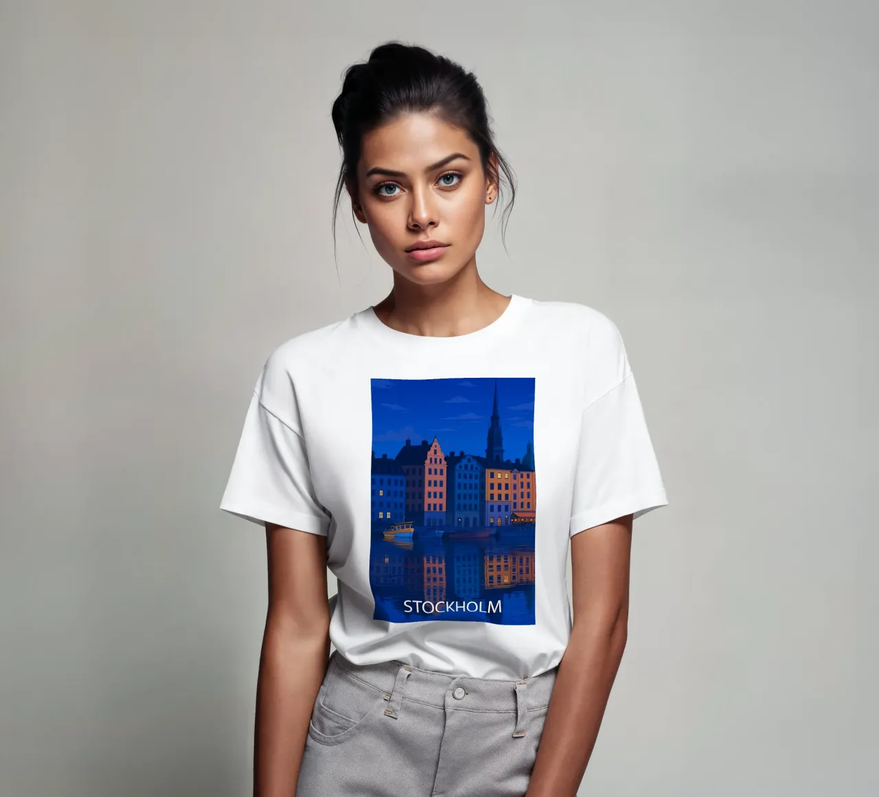Stoccolma skyline pittura vettoriale t-shirt da adzkiya
