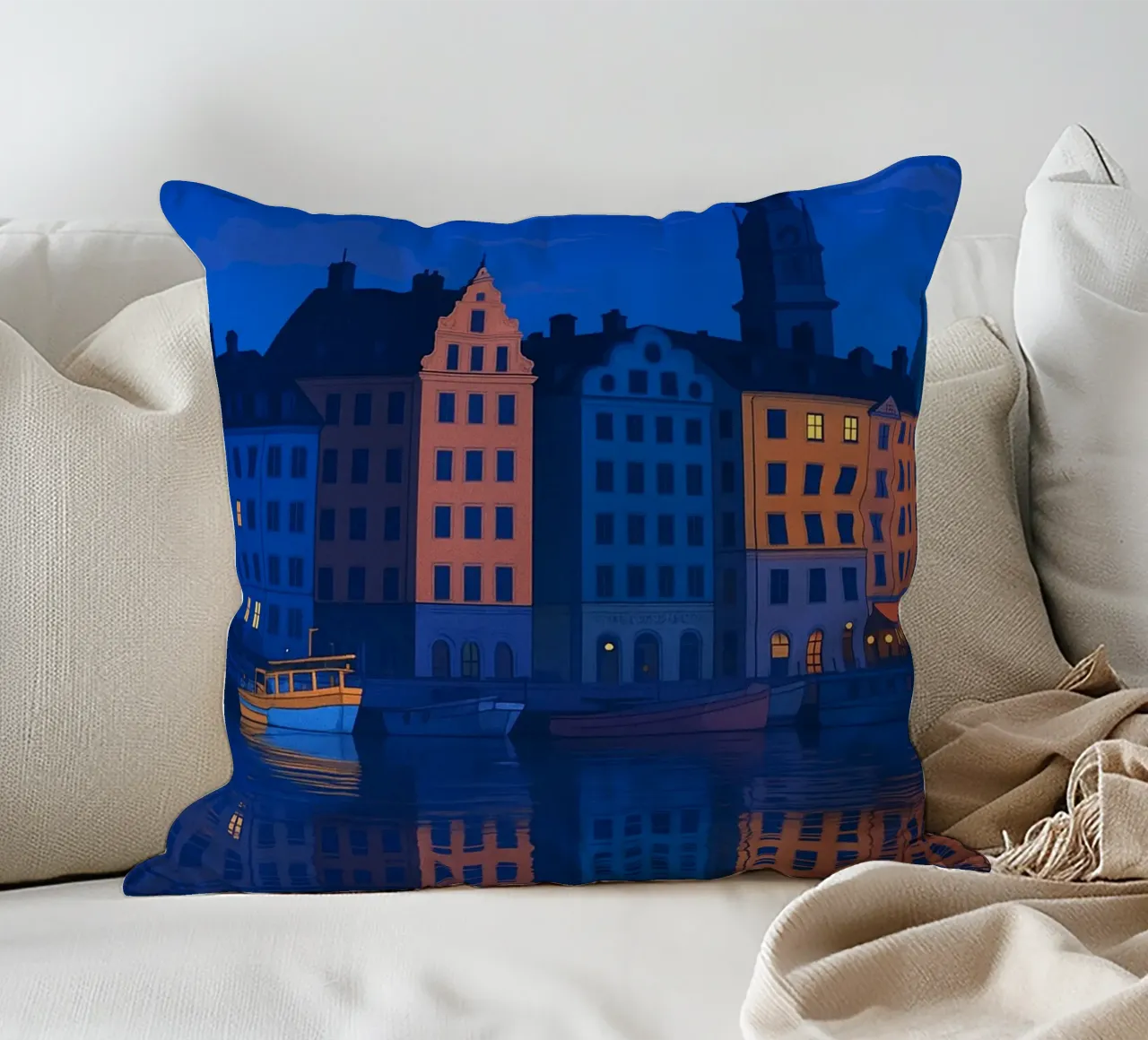 Stoccolma skyline pittura vettoriale cuscino da adzkiya