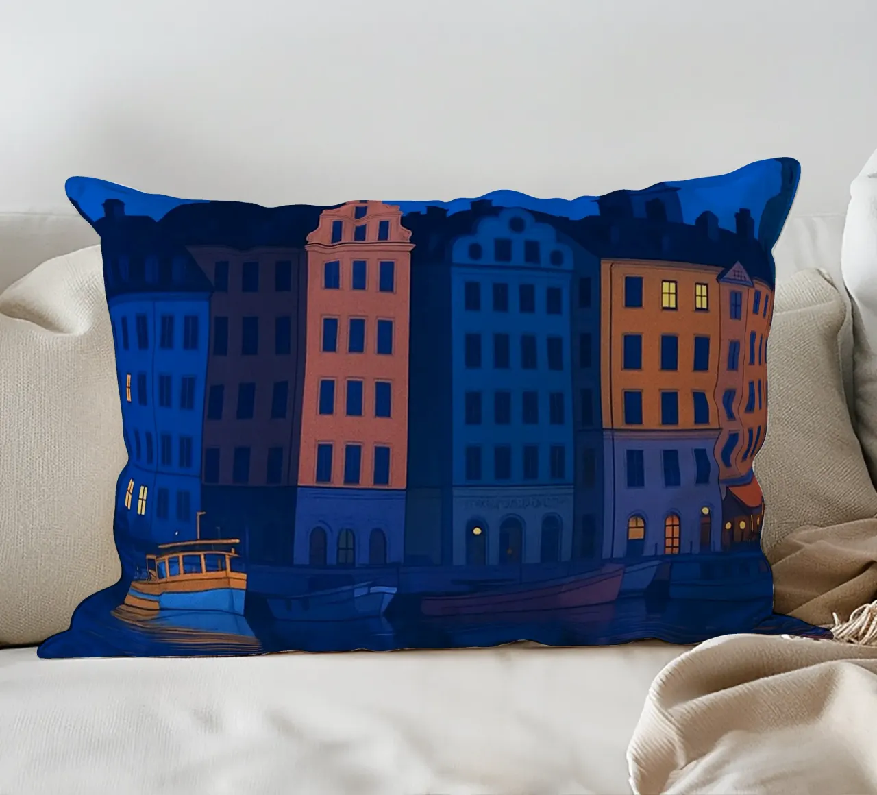 Stoccolma skyline pittura vettoriale cuscino da adzkiya