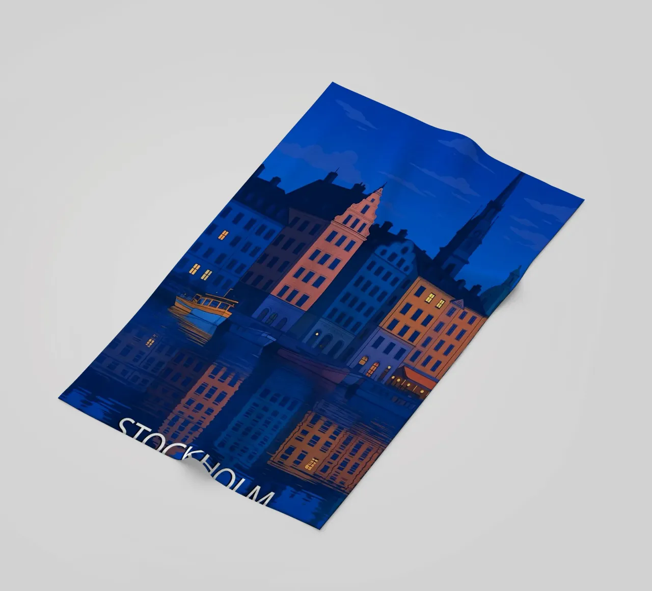 Stoccolma skyline pittura vettoriale telo mare da adzkiya