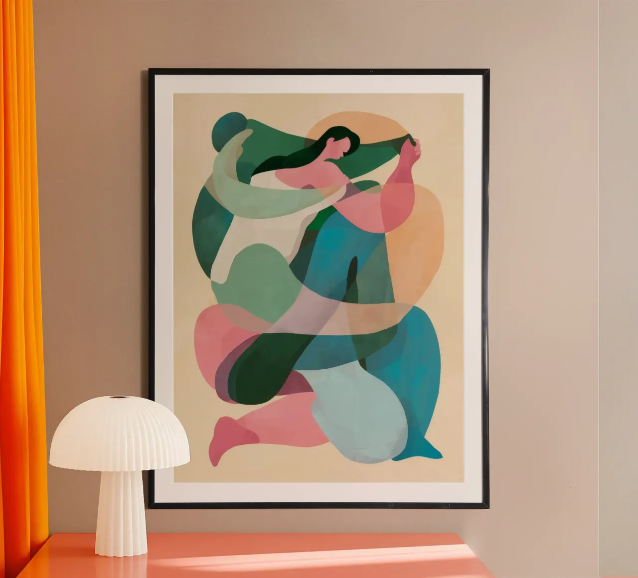 Danza di forma fluida poster con telaio in legno da Lumie Layers