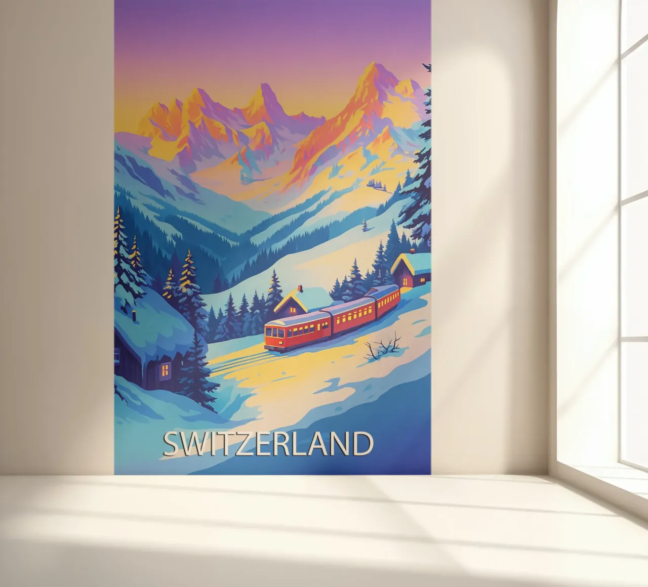switzerland skyline vector painting photo wallpaper by adzkiya