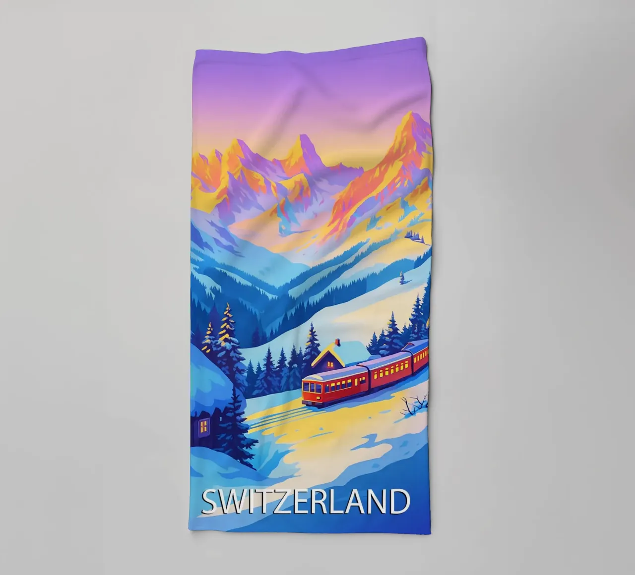 skyline van zwitserland vector schilderij badhanddoek van adzkiya