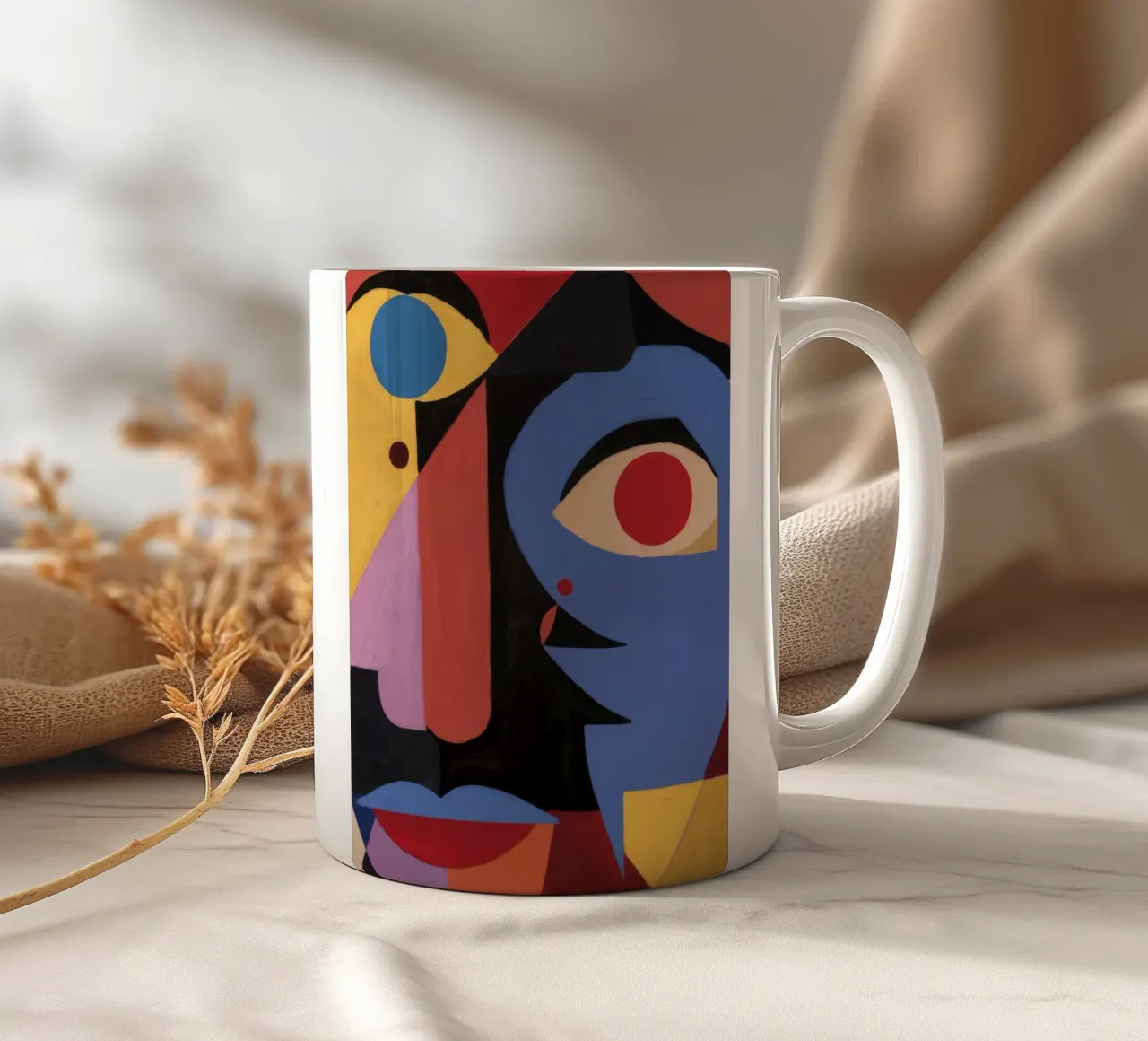 Gefragmenteerd gezicht Blauw keramische mok van Lumie Layers