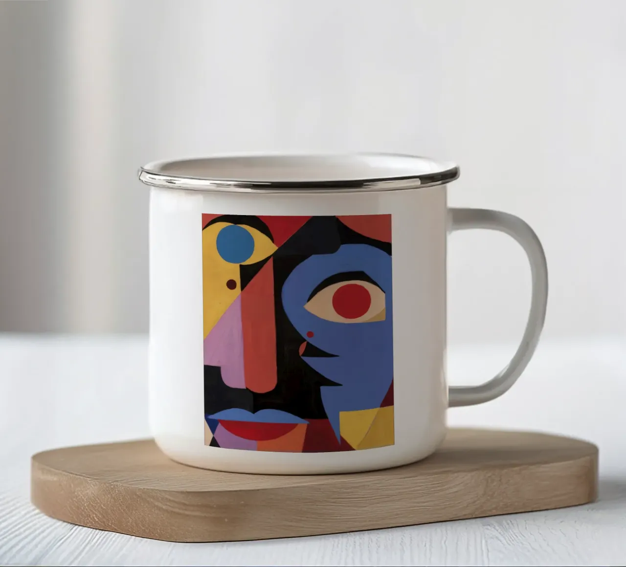 Gefragmenteerd gezicht Blauw emaille mok van Lumie Layers
