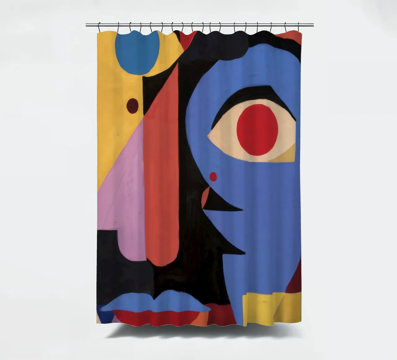 Gefragmenteerd gezicht Blauw douchegordijn van Lumie Layers