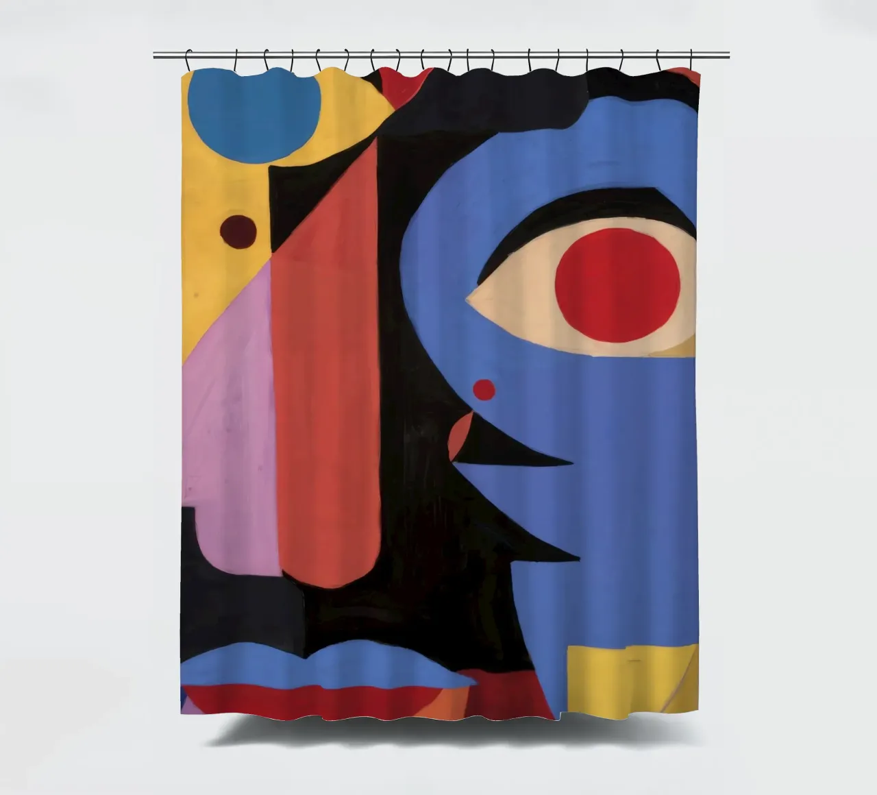 Gefragmenteerd gezicht Blauw douchegordijn van Lumie Layers