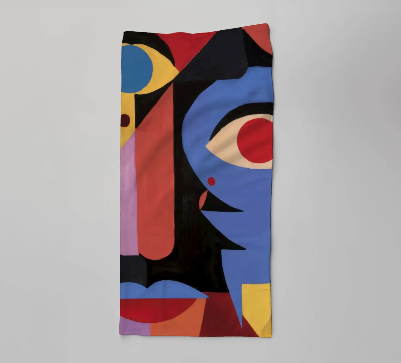 Gefragmenteerd gezicht Blauw badhanddoek van Lumie Layers