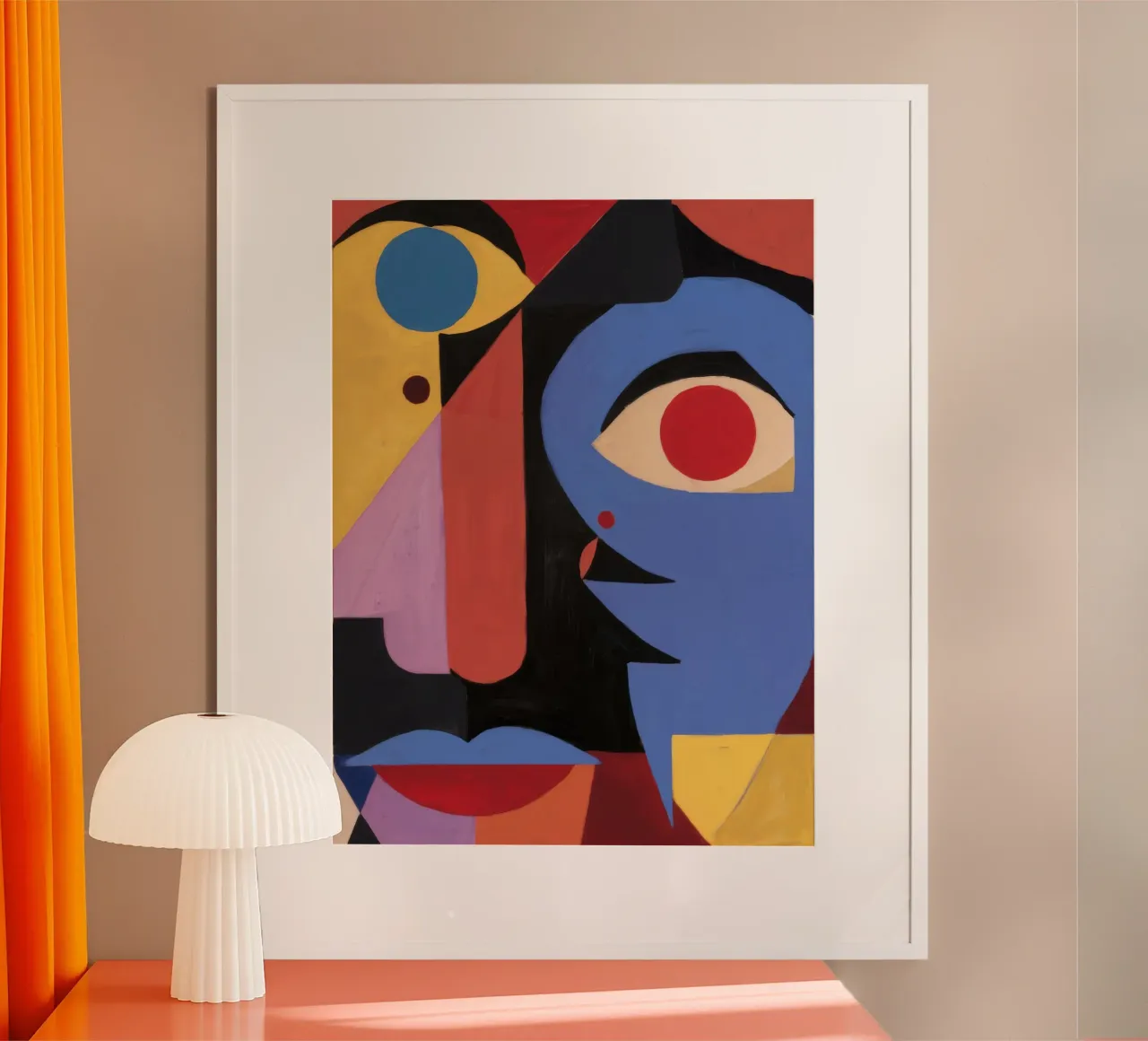 Gefragmenteerd gezicht Blauw hahnemühle van Lumie Layers