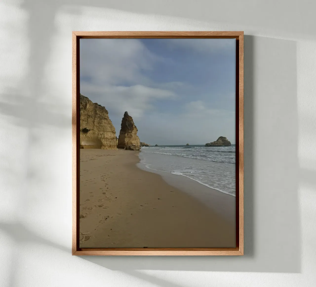 Rock Formation at the Beach in the Algarve, Portugal canvas with Floater frame by byrieneke