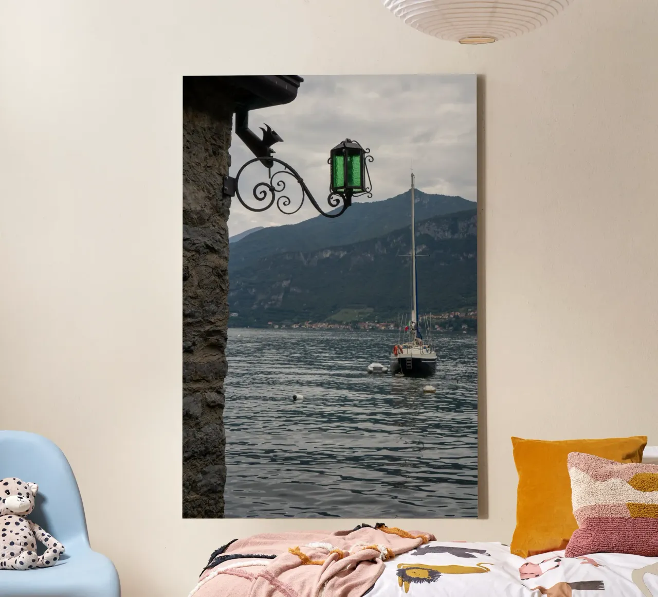 Boats on a Calm Lake canvas met Baklijst van lieblu