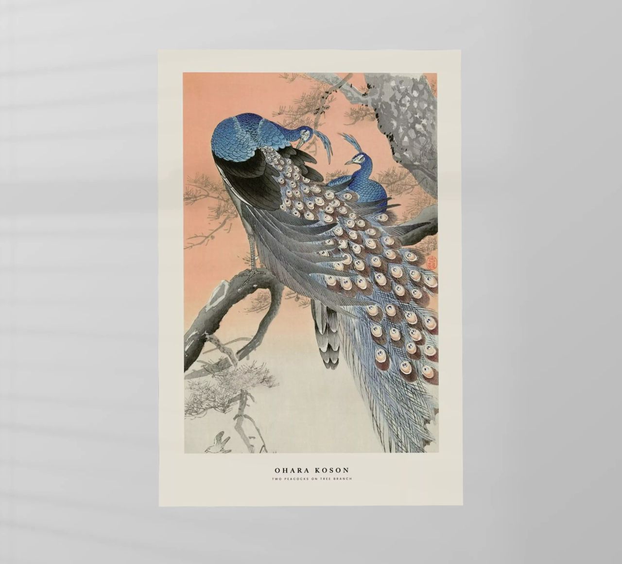Koson - Two Peacocks on Tree Branch pellicola backlit da Vintage by JUNIQE
