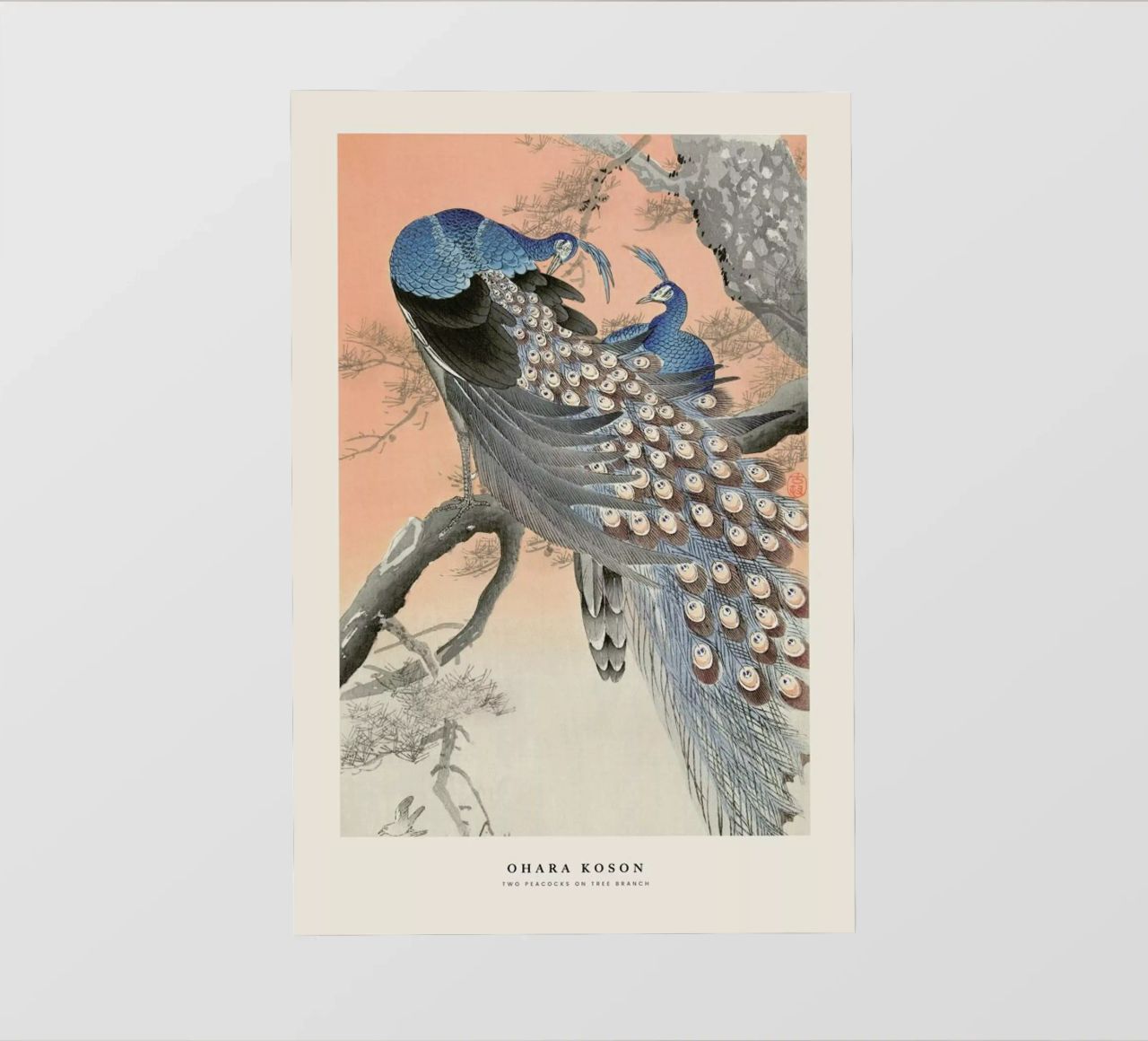 Koson - Two Peacocks on Tree Branch pellicola backlit da Vintage by JUNIQE