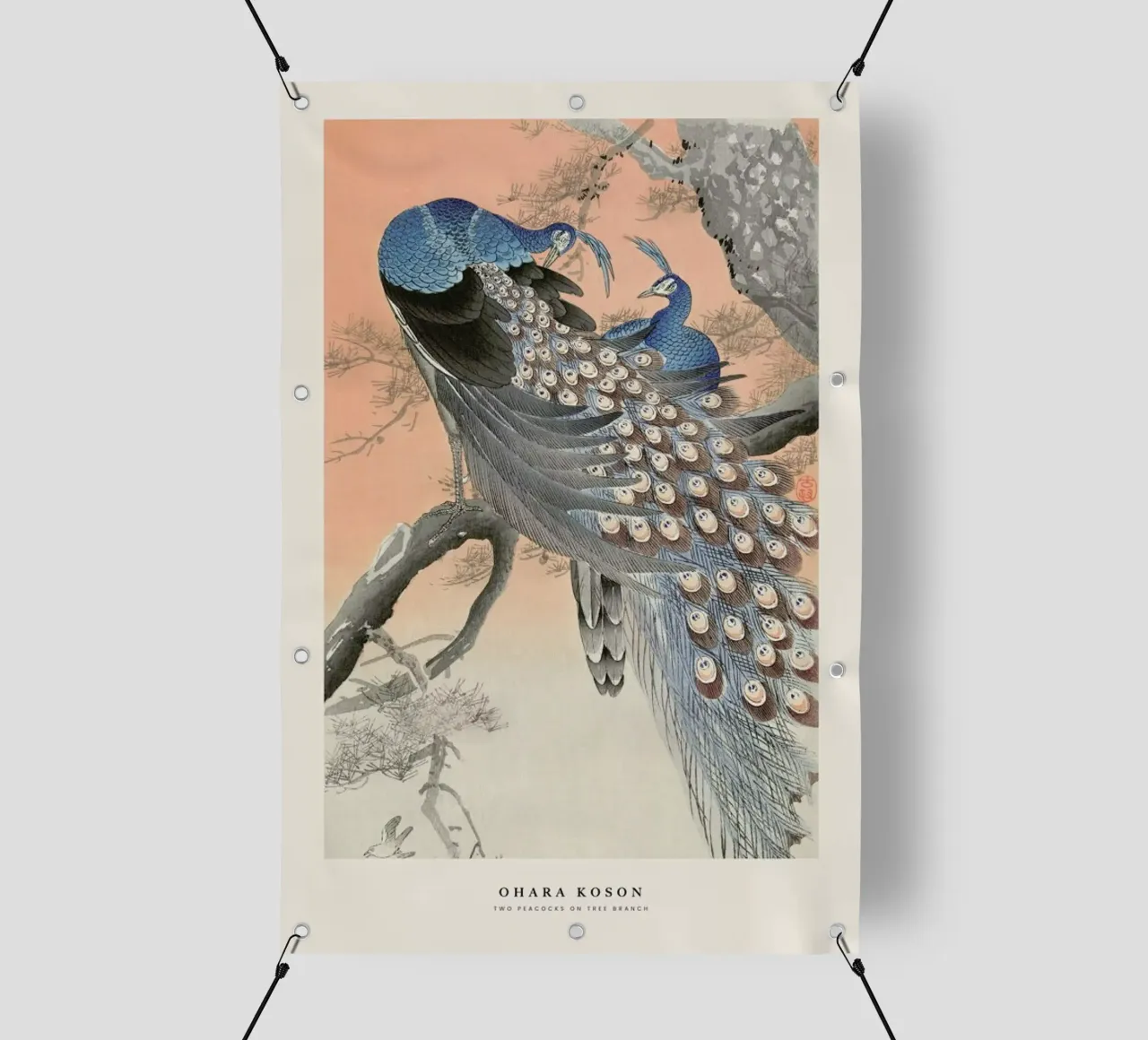 Koson - Two Peacocks on Tree Branch lonas publicitarias de Vintage by JUNIQE