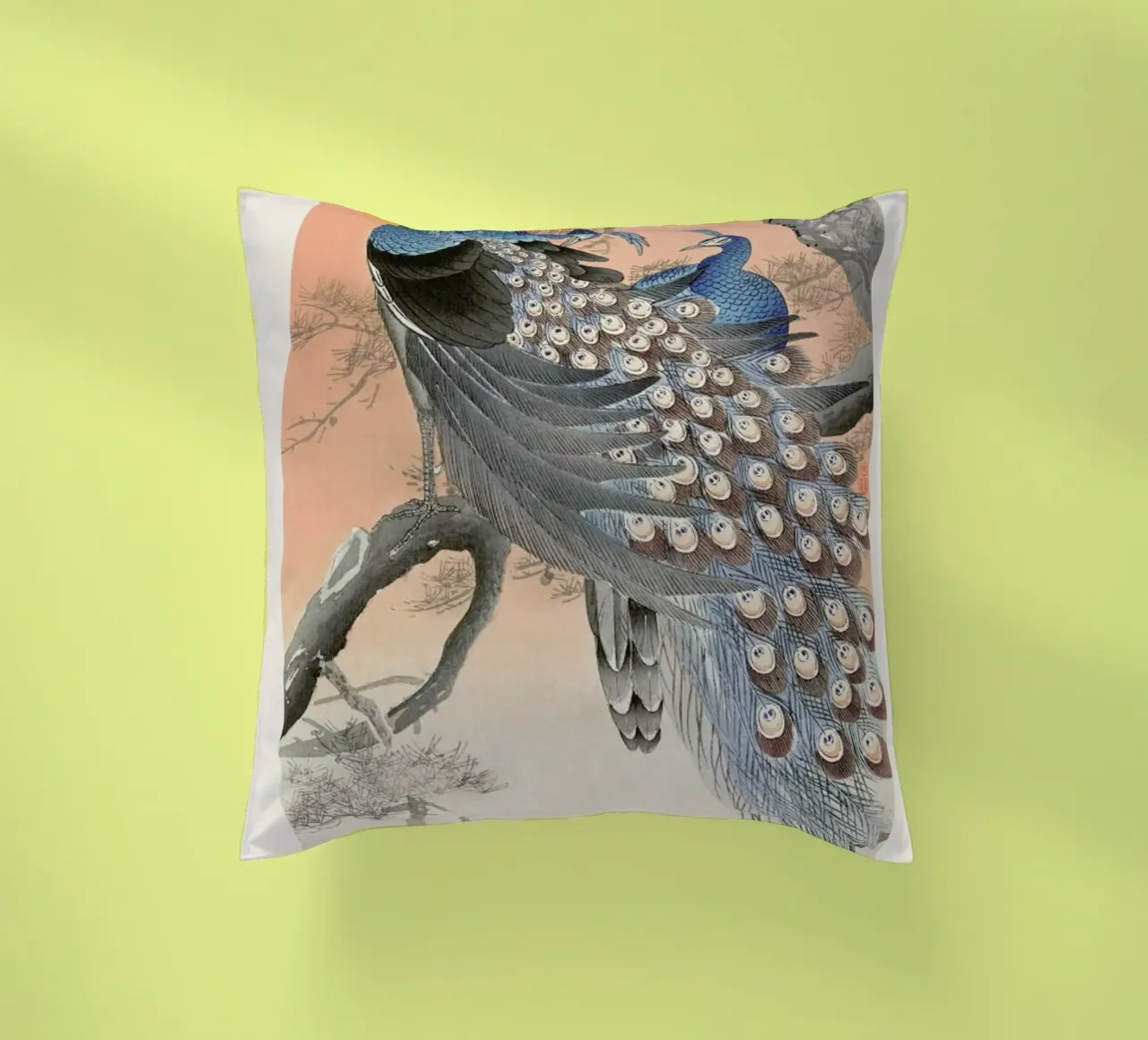 Koson - Two Peacocks on Tree Branch cuscino da Vintage by JUNIQE