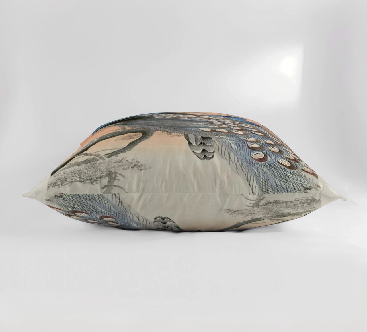 Koson - Two Peacocks on Tree Branch decorative cushion by Vintage by JUNIQE