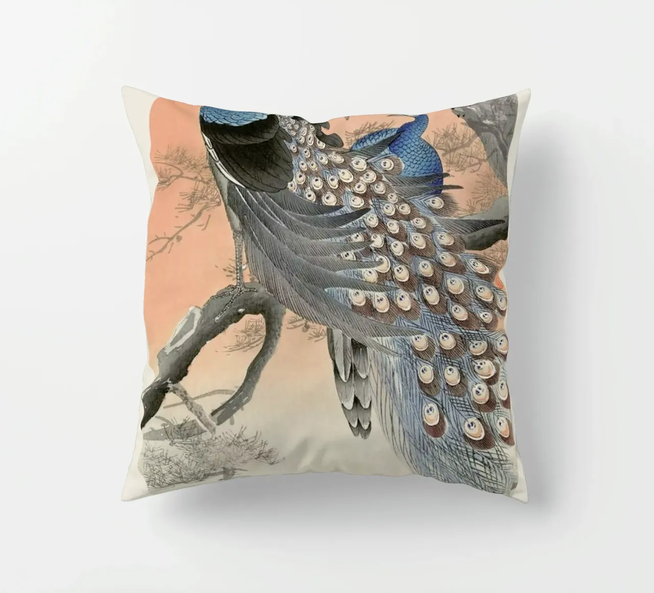 Koson - Two Peacocks on Tree Branch cuscino da Vintage by JUNIQE