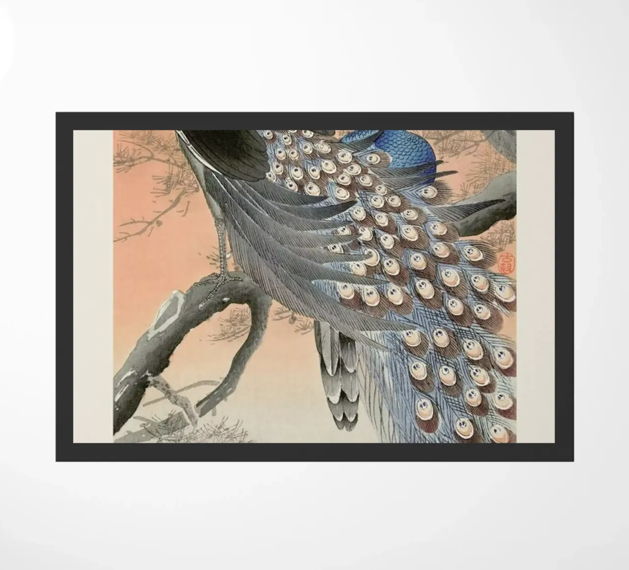 Koson - Two Peacocks on Tree Branch zerbino da Vintage by JUNIQE