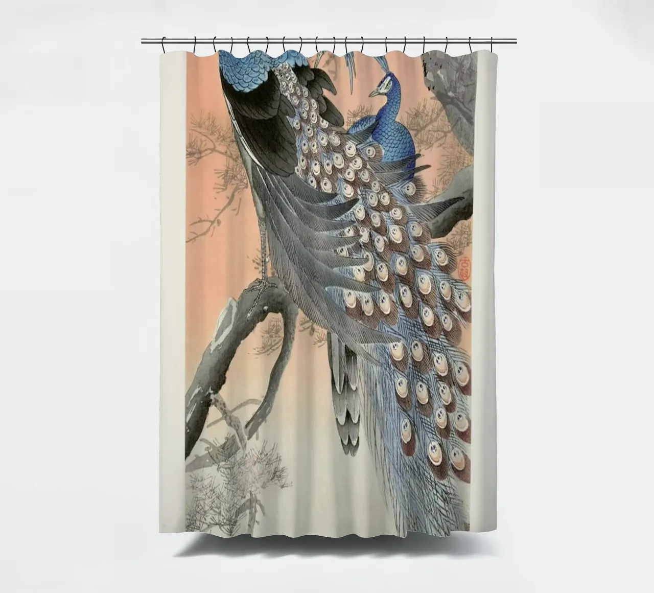 Koson - Two Peacocks on Tree Branch tenda da doccia da Vintage by JUNIQE
