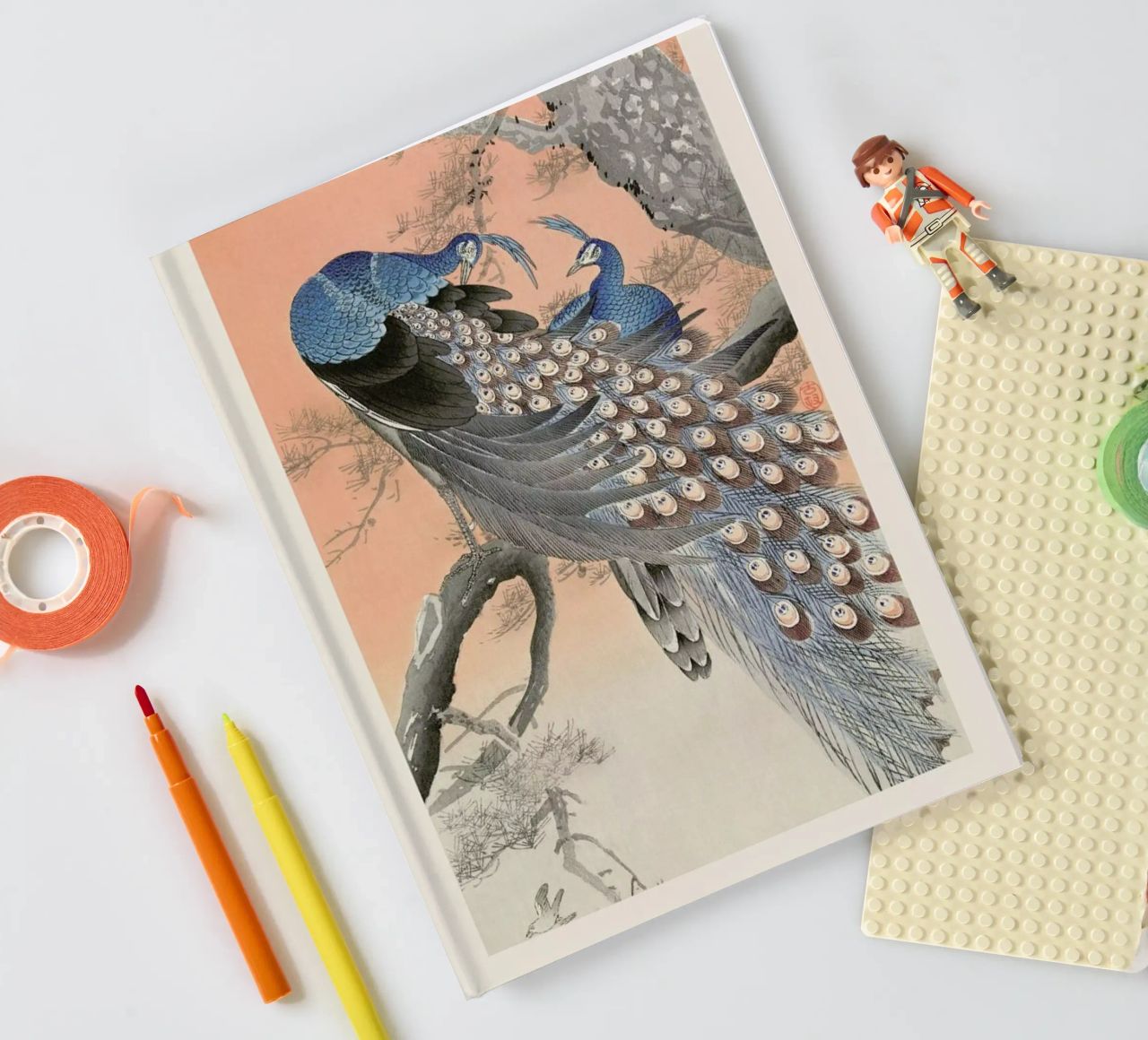 Koson - Two Peacocks on Tree Branch notebook by Vintage by JUNIQE