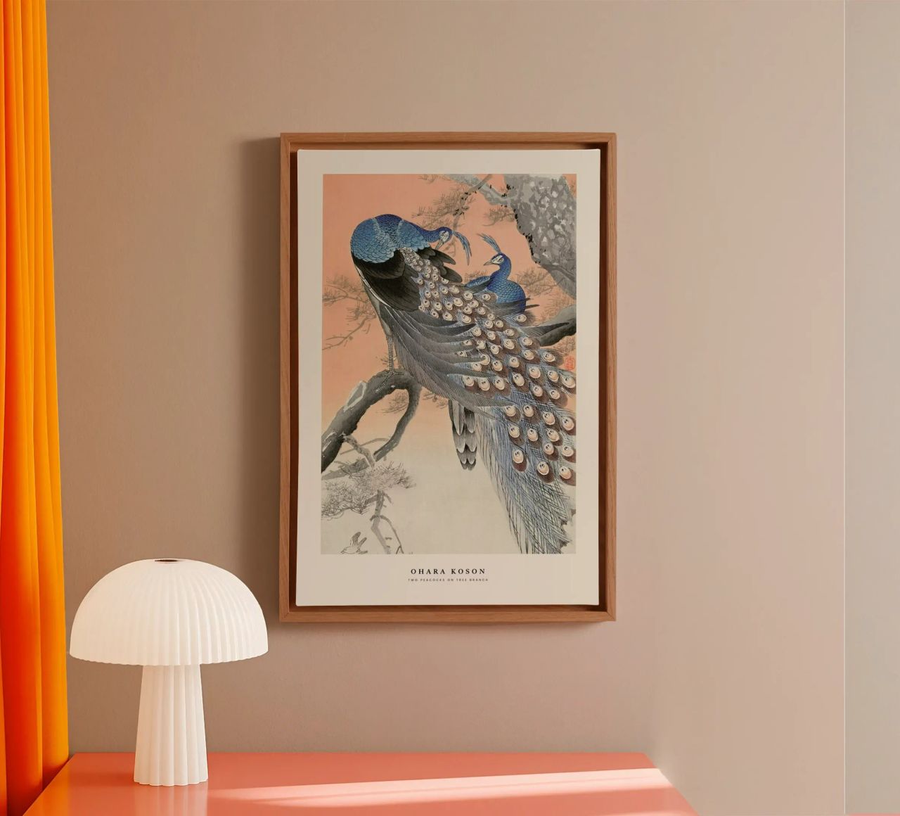 Koson - Two Peacocks on Tree Branch canvas by Vintage by JUNIQE