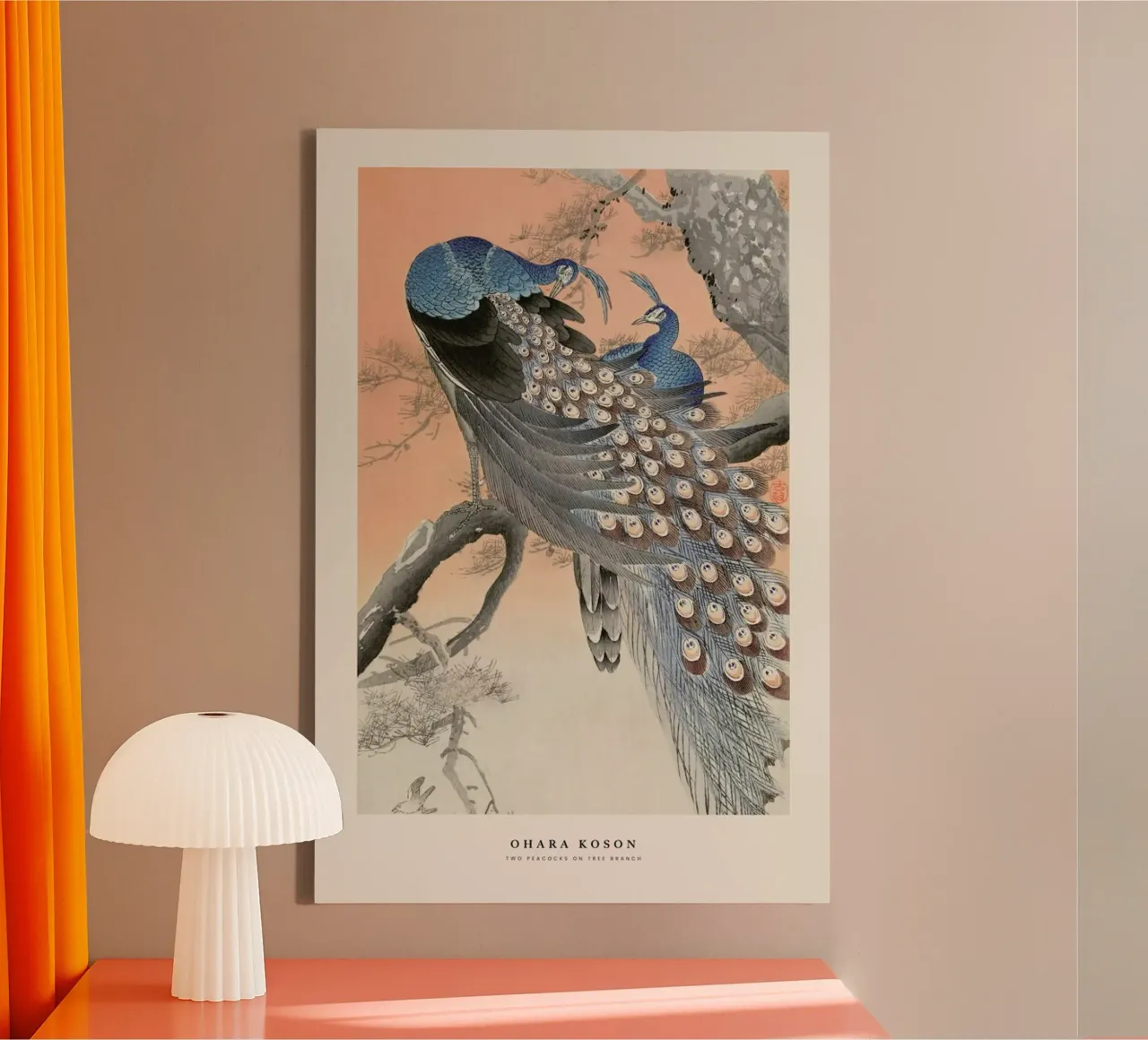 Koson - Two Peacocks on Tree Branch canvas by Vintage by JUNIQE