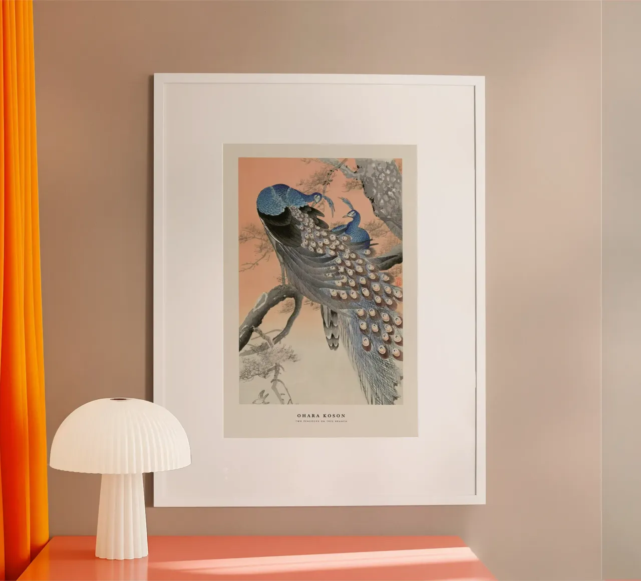 Koson - Two Peacocks on Tree Branch poster de Vintage by JUNIQE