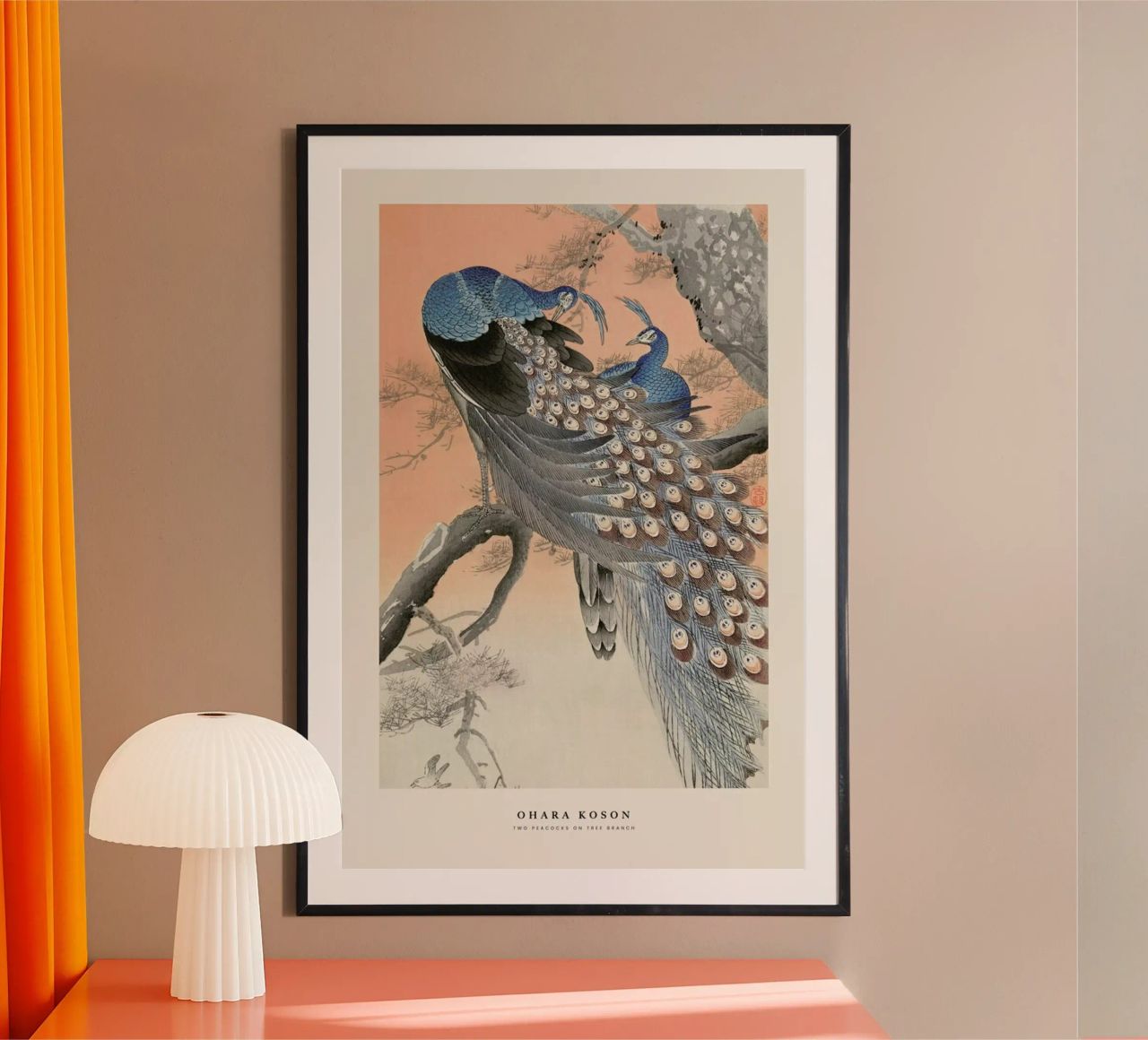 Koson - Two Peacocks on Tree Branch poster by Vintage by JUNIQE