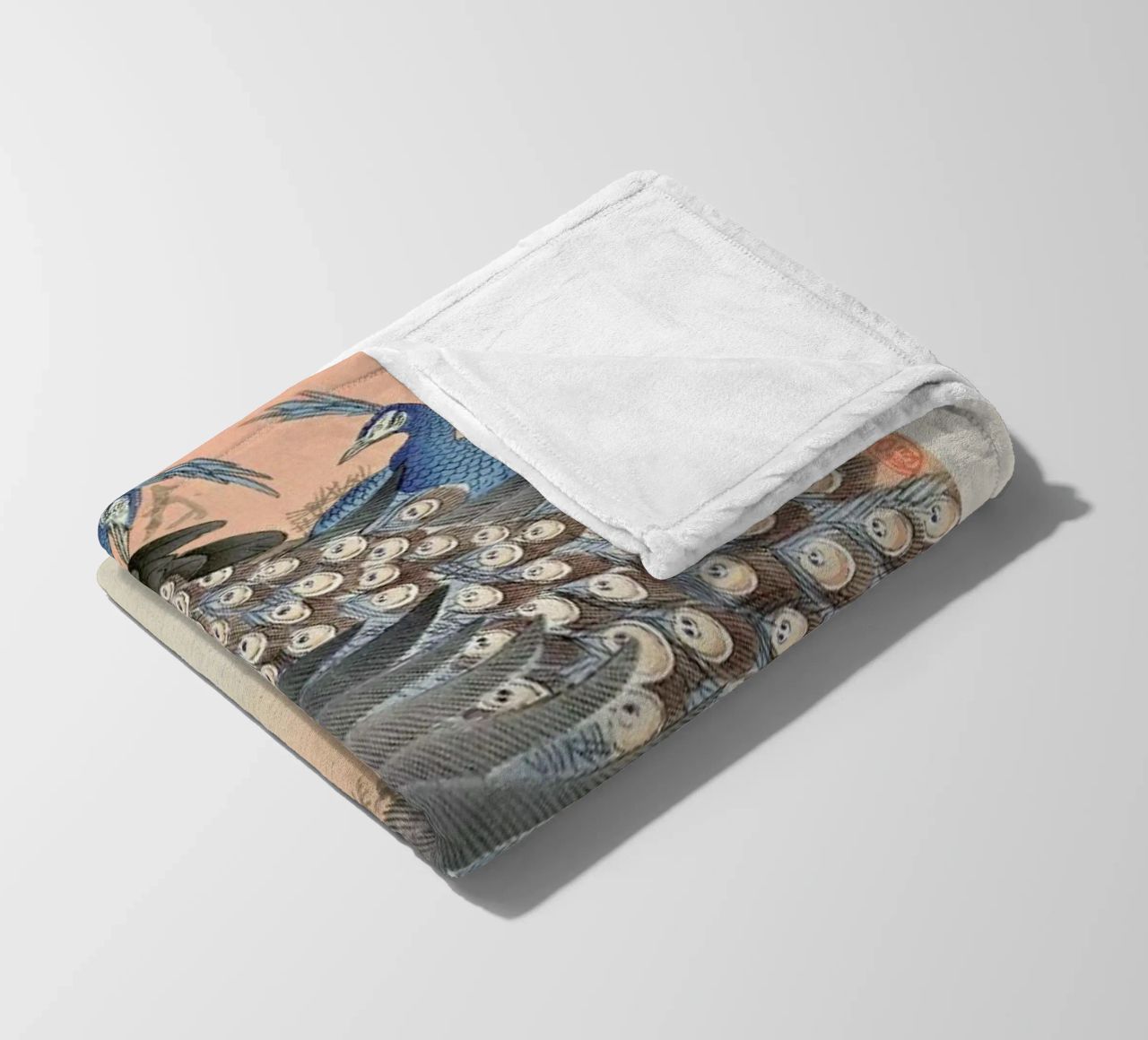 Koson - Two Peacocks on Tree Branch fleece blanket by Vintage by JUNIQE