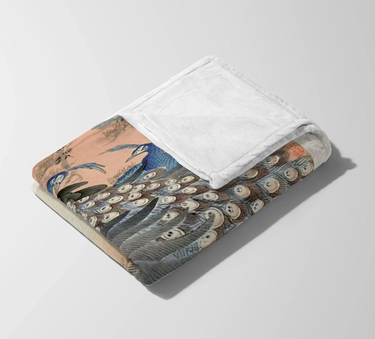 Koson - Two Peacocks on Tree Branch fleece blanket by Vintage by JUNIQE