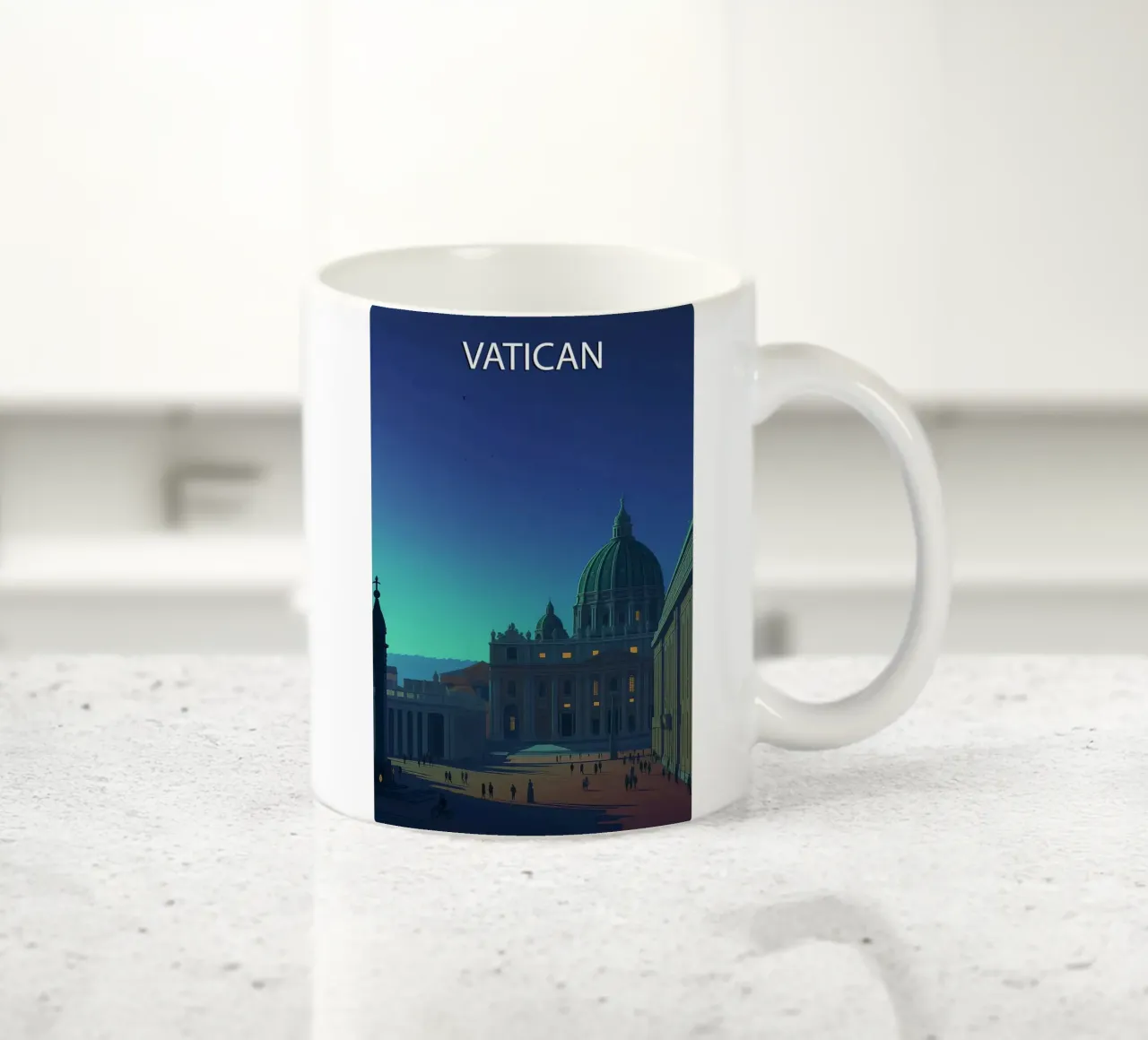 pittura vettoriale dello skyline vaticano tazza in ceramica da adzkiya