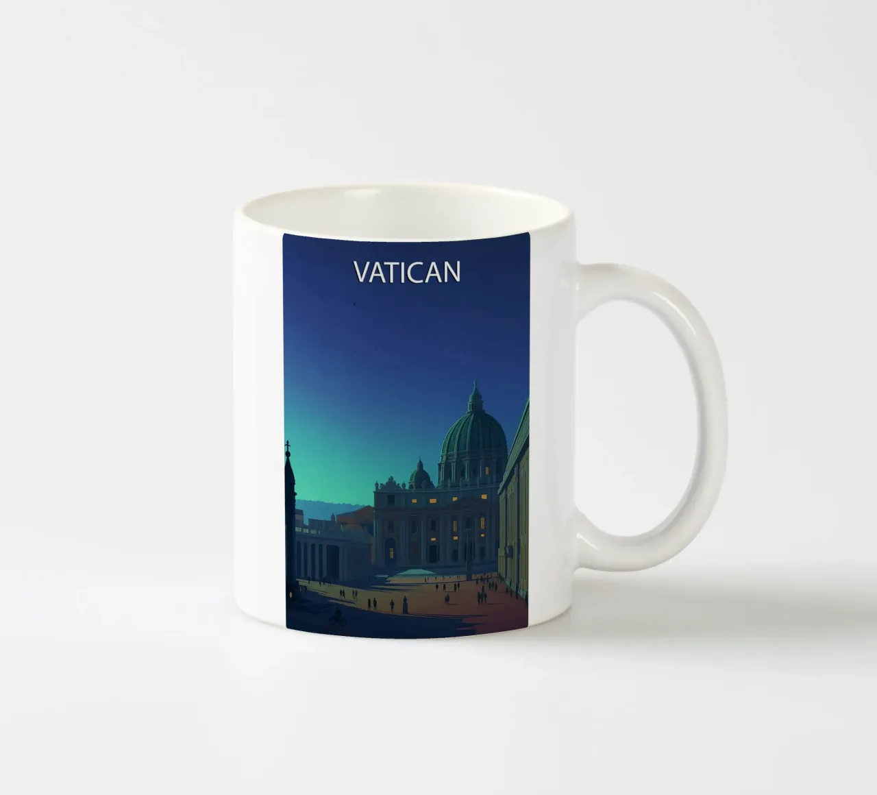 pittura vettoriale dello skyline vaticano tazza in ceramica da adzkiya