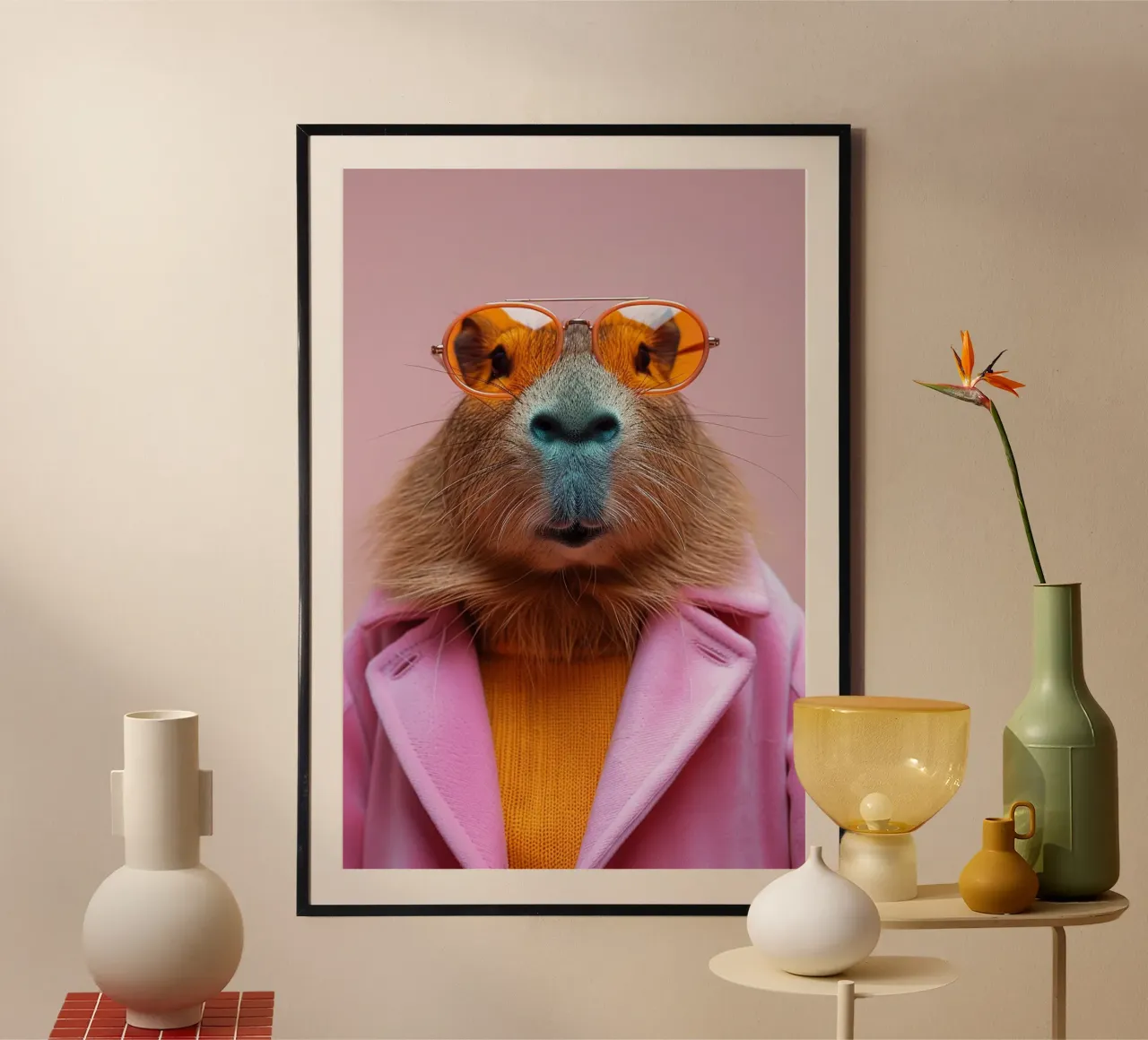 Chill Vibes – Stylish Capybara in Pink Coat carta hahnemühle da lieblu