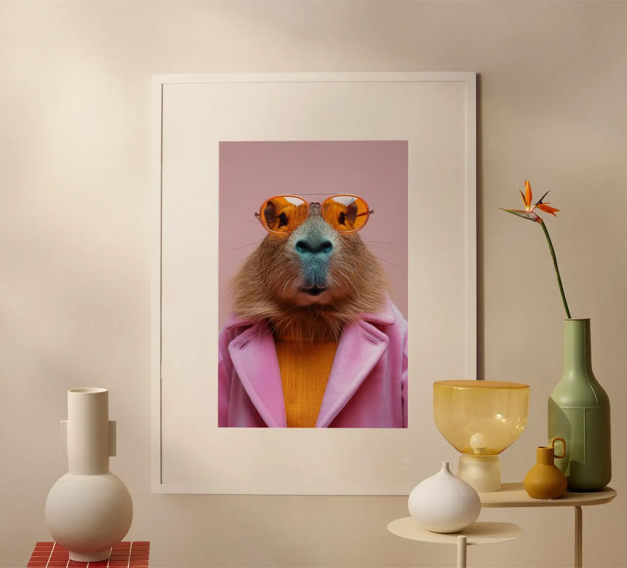 Chill Vibes – Stylish Capybara in Pink Coat carta hahnemühle da lieblu
