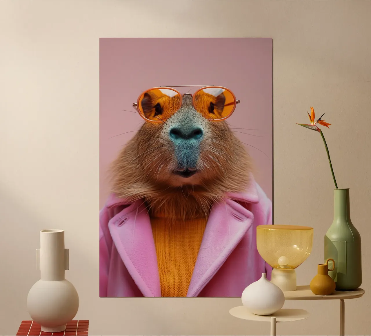 Chill Vibes – Stylish Capybara in Pink Coat carta hahnemühle da lieblu