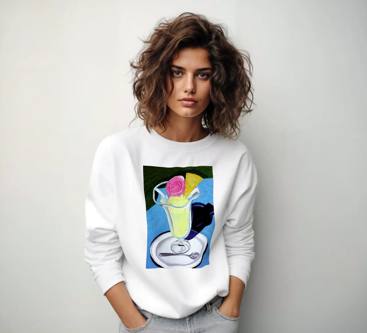 Raspberry And Vanilla Ice Cream In A Glass Sweatshirt von Alice Straker