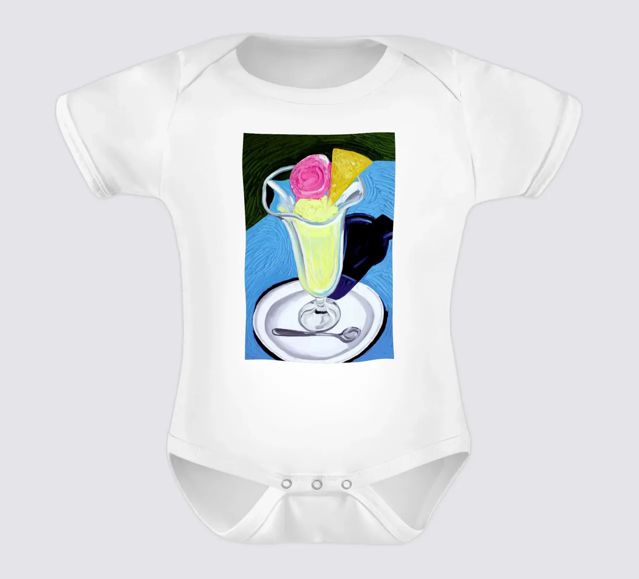 Raspberry And Vanilla Ice Cream In A Glass body neonato maniche corte da Alice Straker