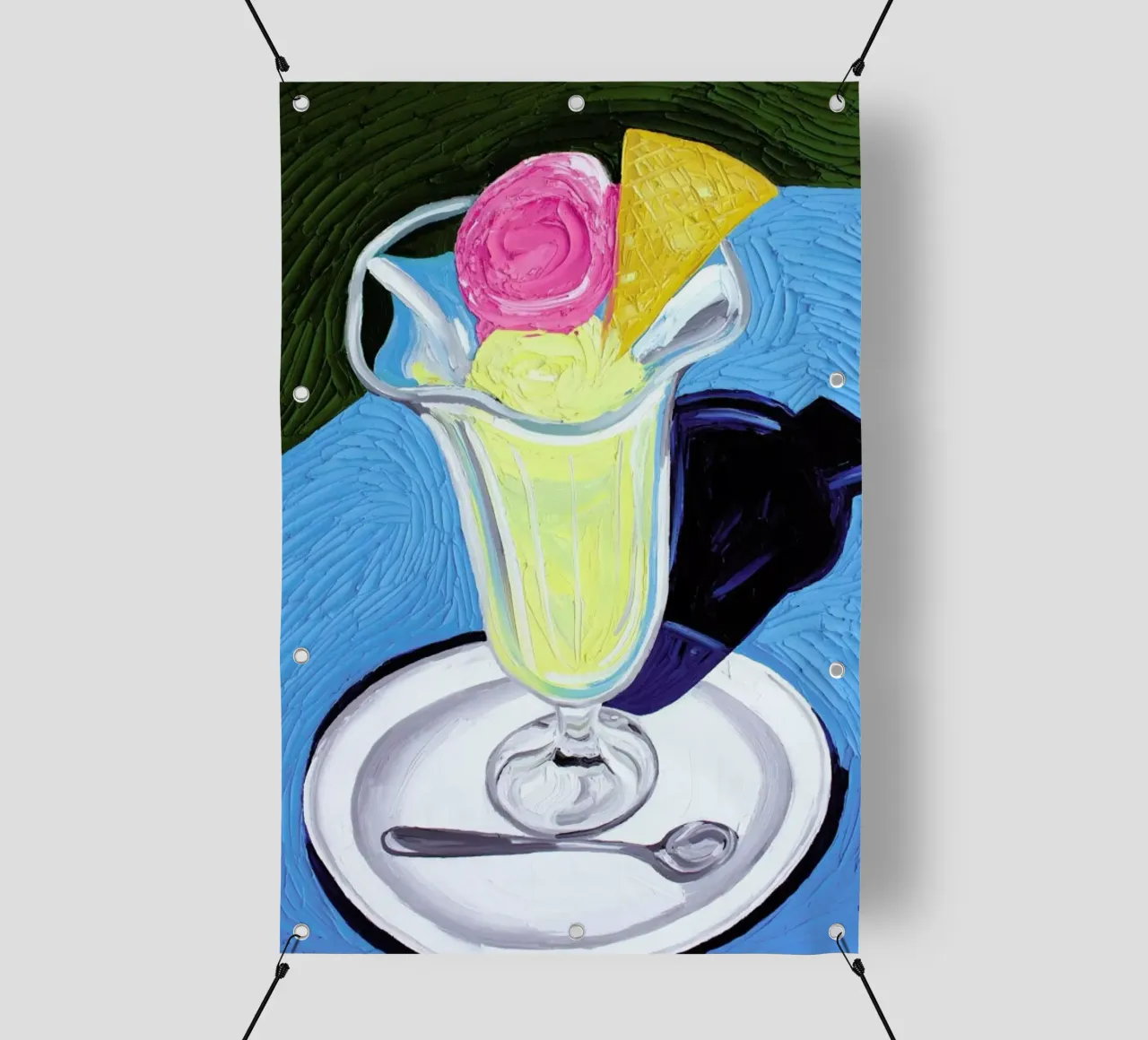 Raspberry And Vanilla Ice Cream In A Glass lonas publicitarias de Alice Straker