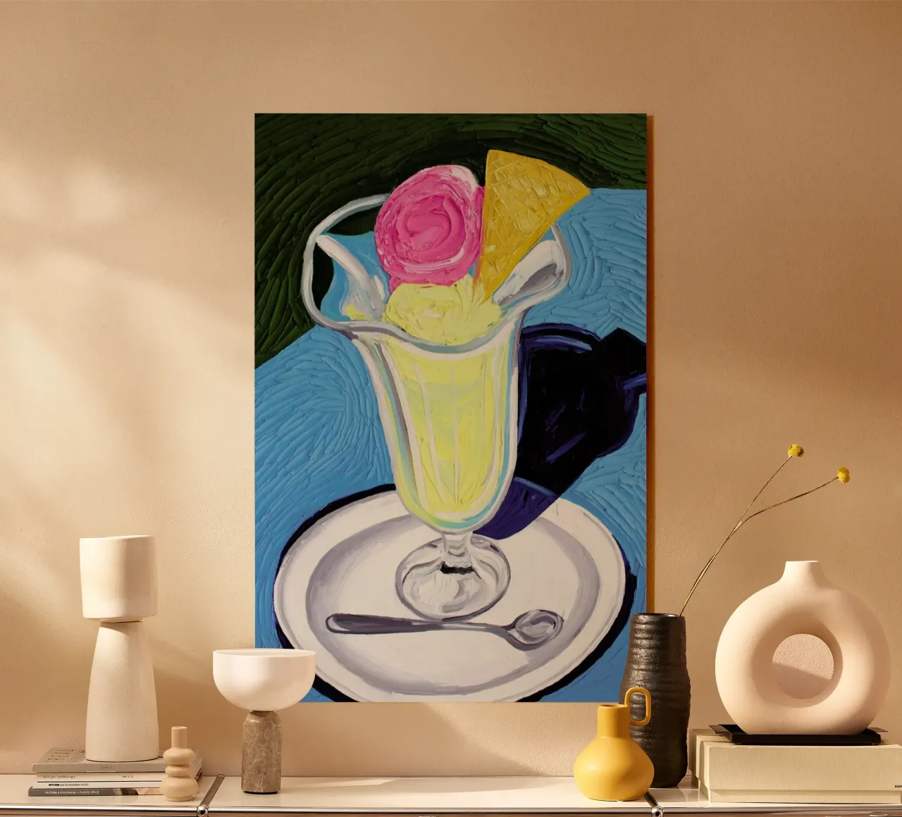 Raspberry And Vanilla Ice Cream In A Glass Acryl-Glas von Alice Straker
