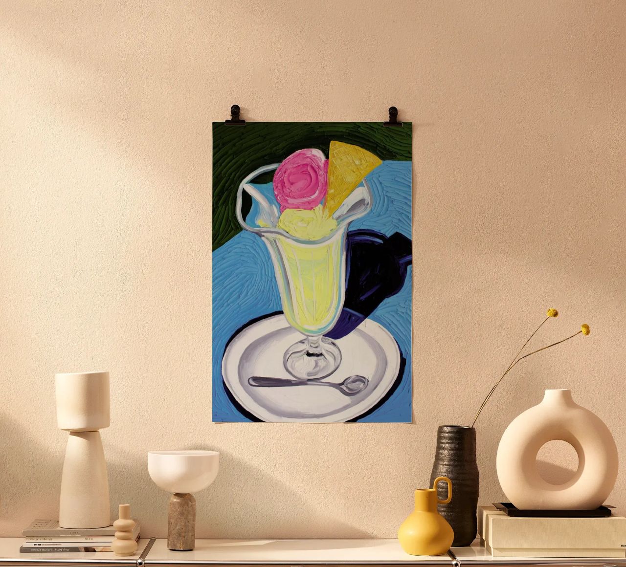 Raspberry And Vanilla Ice Cream In A Glass carta hahnemühle da Alice Straker