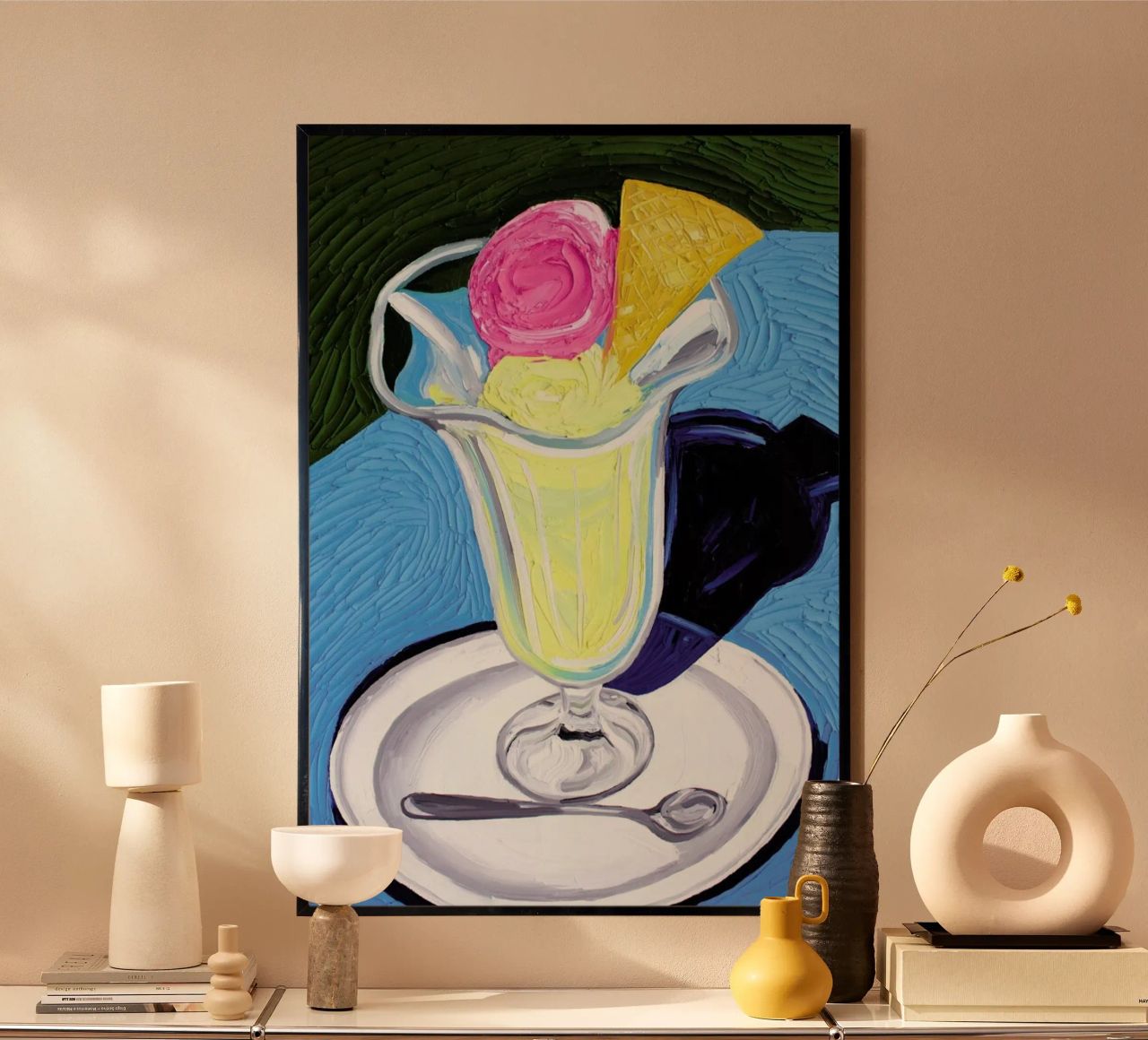 Raspberry And Vanilla Ice Cream In A Glass carta hahnemühle da Alice Straker