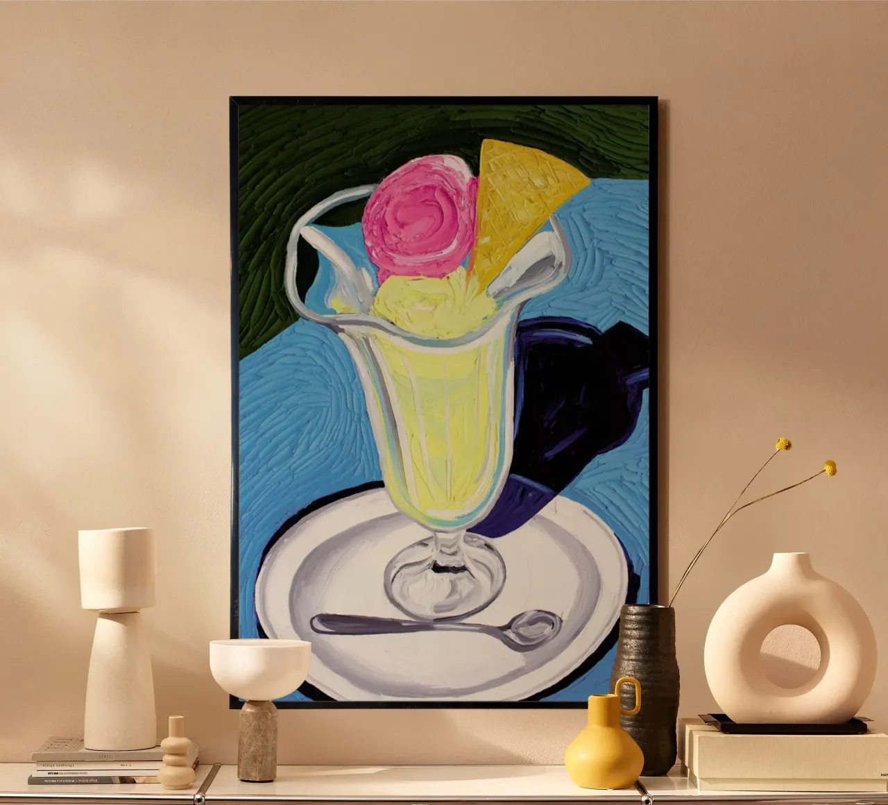 Raspberry And Vanilla Ice Cream In A Glass carta hahnemühle da Alice Straker