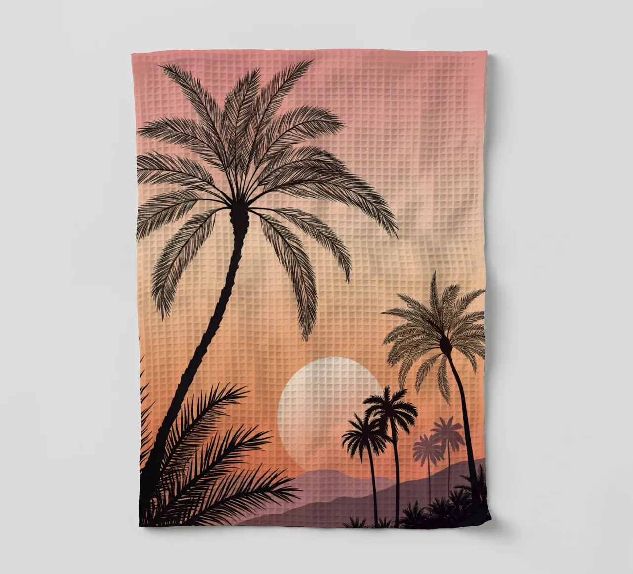 Tropischer Sonnenuntergang mit Palmen Geschirrtuch von Artistic-shop