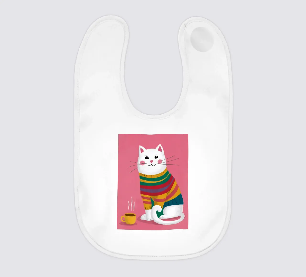 Gatto con maglione arcobaleno bavaglino da Lumie Layers