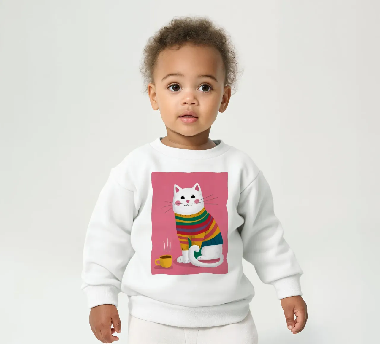 Gatto con maglione arcobaleno felpa neonato da Lumie Layers